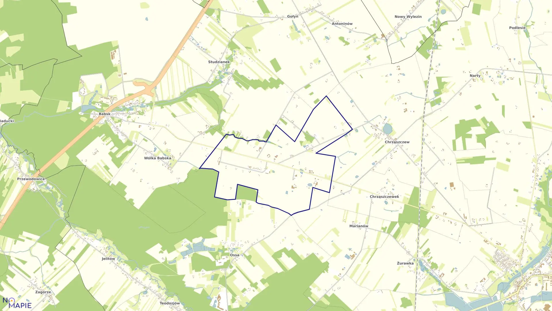 Mapa obrębu FRANOPOL w gminie Biała Rawska